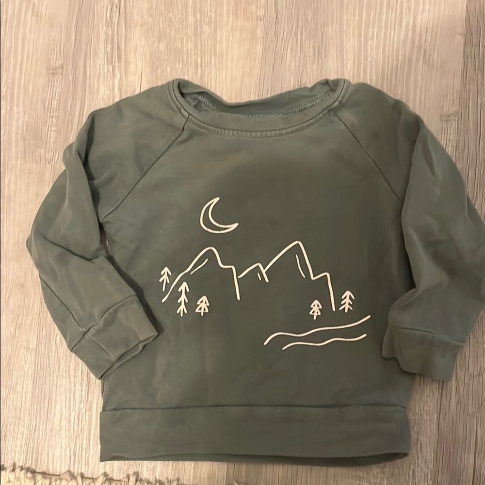 Kids Green Mountain Print Sweatshirt